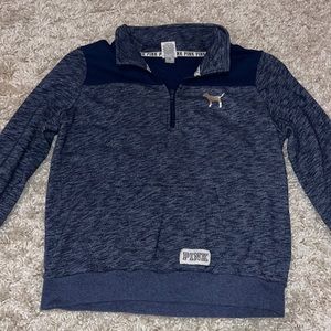 PINK Dark heathered blue 1/4 zip pullover- medium